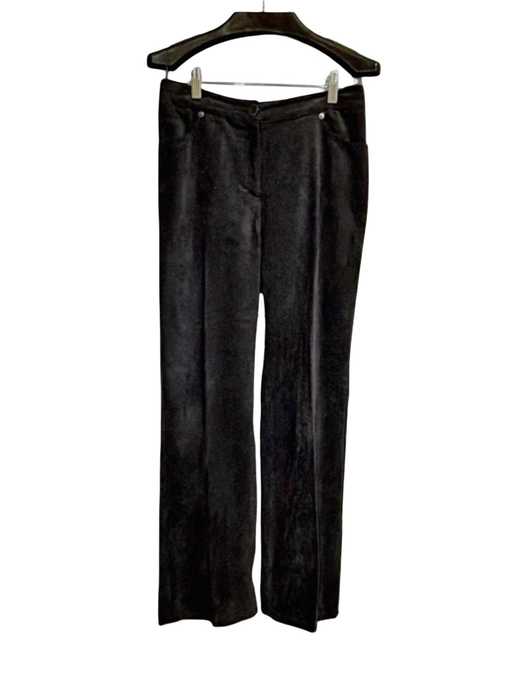 600 West Women's Black Velour Track Suit Set | Red Zip | Jacket M | Pants 6 - Picture 3 of 16